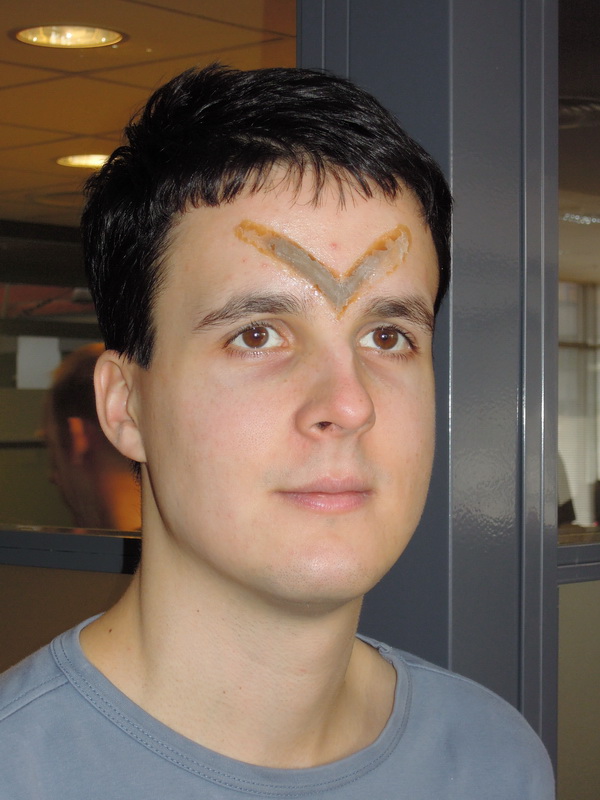 After fixing a Romulan brow ridge.